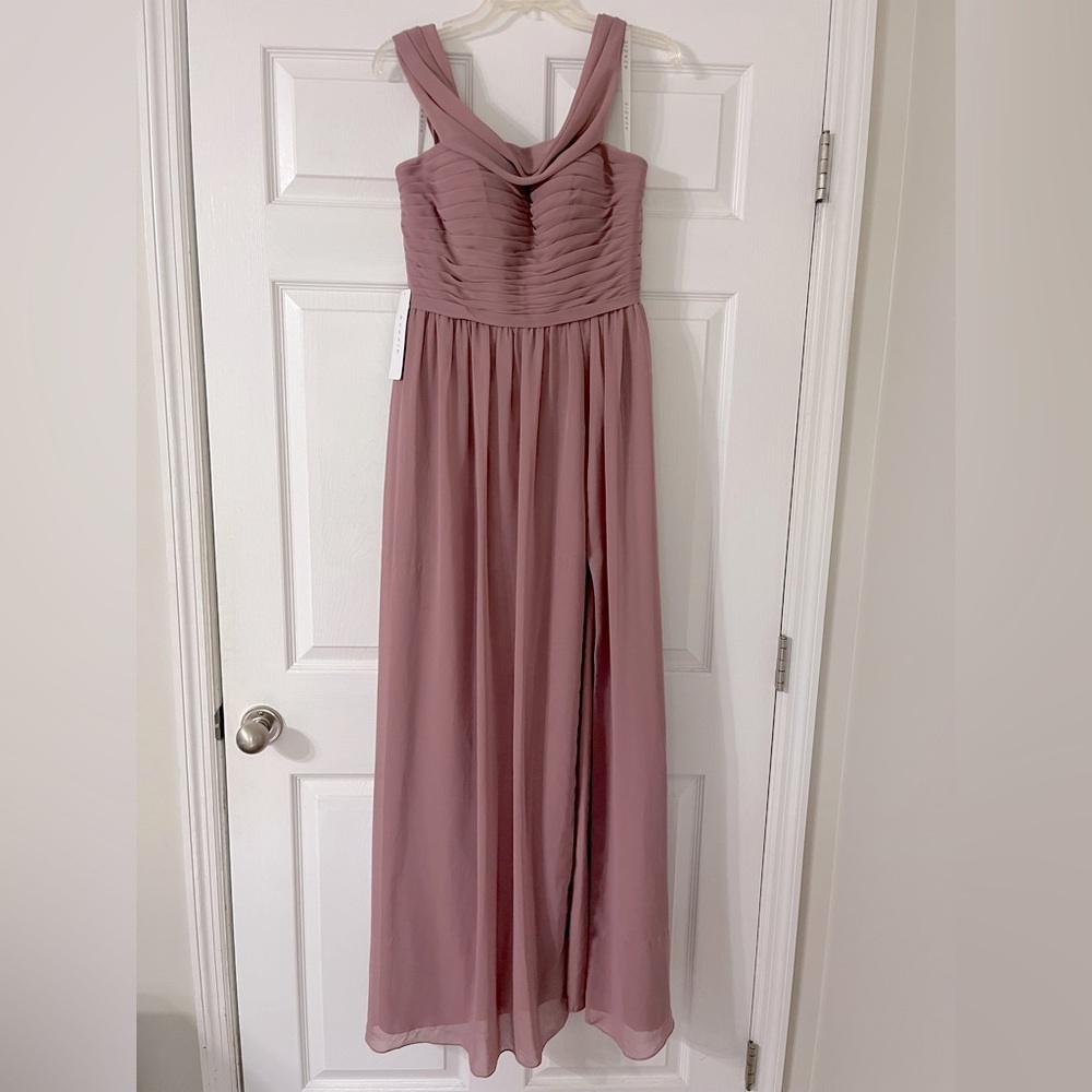 NWT AZAZIE Mauve Pleated Dress A 8 Bridesmaid Prom Formal Floor Length Maxi